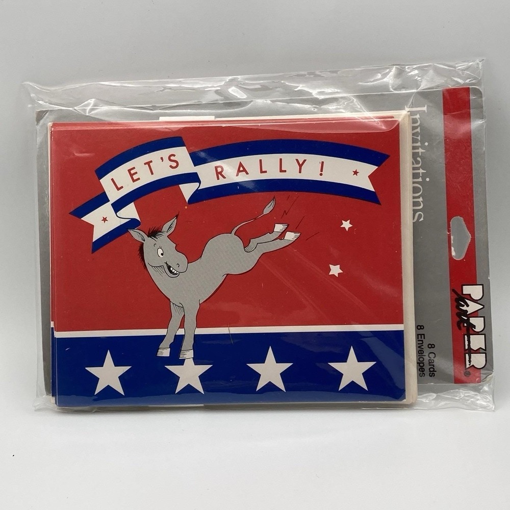 8 - Vintage 1980s Paper Art Let's Rally Invitations / Greeting Cards & Envelopes